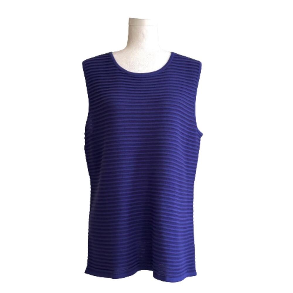 Talbots Top Sweater Purple Ribbed Sleeveless Stretch Casual Top Size Large NEW